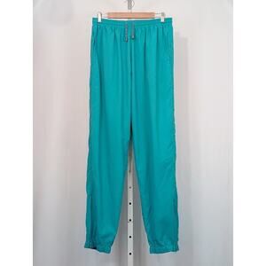 Vintage 90s Track Pants Teal Green Exercise Workout Women's Size L